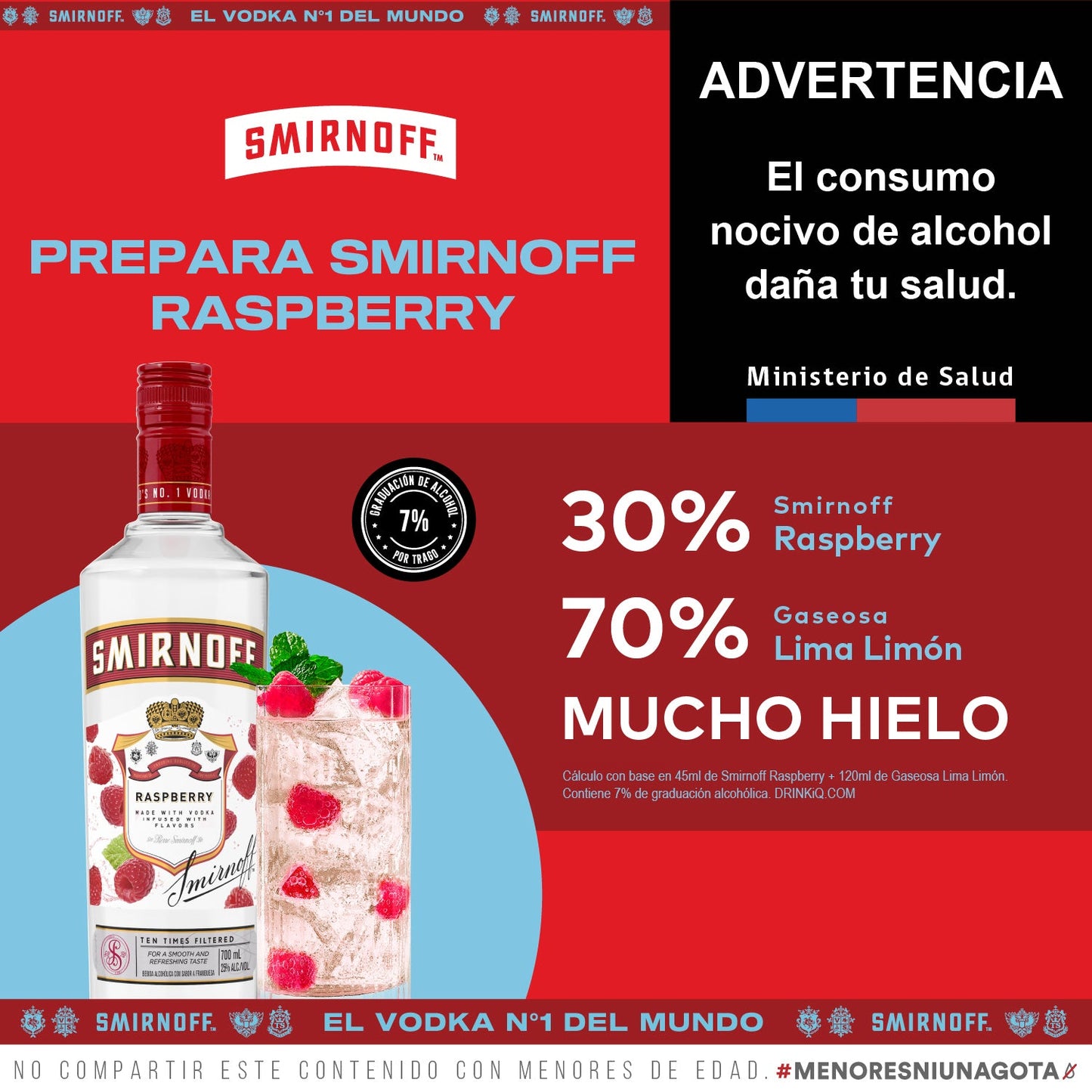 VODKA SMIRNOFF RASPBERRY 29 70CL 06X01 (5012)